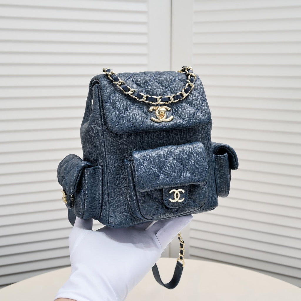 DOUBLE-SHOULDER MINI BACKPACK 9111 NAVY BLUE
