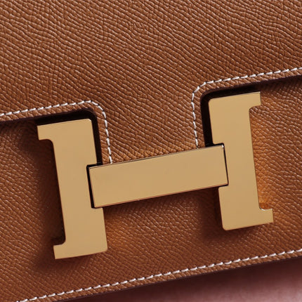 HM CONSTANCE BAGS 19 RUSSET LAMBSKIN GOLD BUCKLE