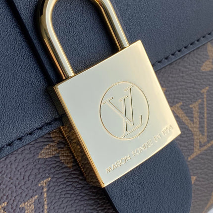 LOCKY BB 21 IN BROWN MONOGRAM CANVAS AND BLACK CALFSKIN GOLD BUCKLE