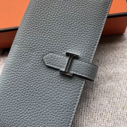 BEARN LONG 17 WALLET IN STONE BLUE EPSOM LEATHER