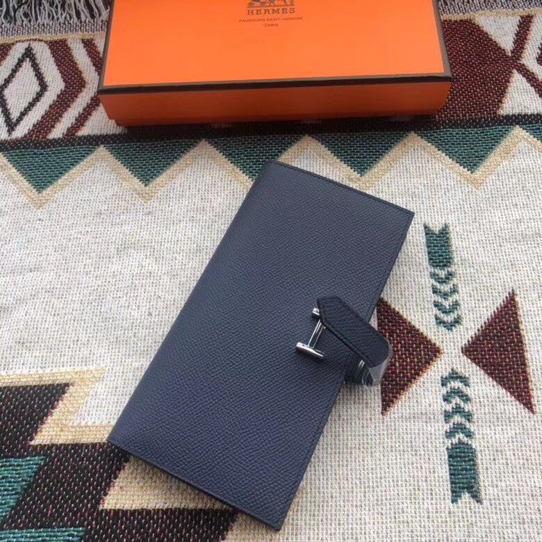 BEARN LONG 17 WALLET IN PRUSSIAN BLUE EPSOM LEATHER