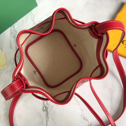 PETIT FLOT BUCKET BAG 22 IN CLASSIC RED GOYARDINE CANVAS AND LAMBSKIN TRIM