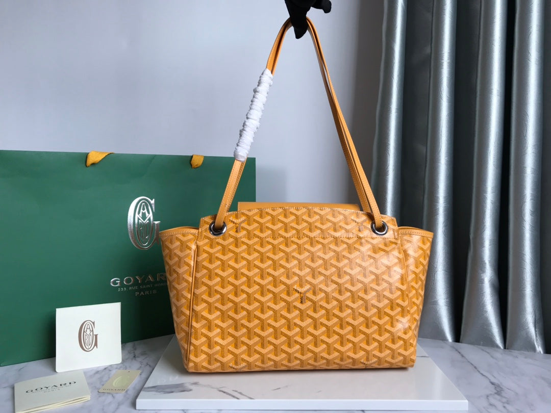 GOYA 26S ROUETTE PM TOTE BAG 30MM IN CARAMEL BROWN CANVAS AND CALFSKIN