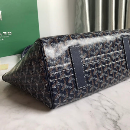 GOYA 26S ROUETTE PM TOTE BAG 30MM IN NAVY BLUE CANVAS AND CALFSKIN