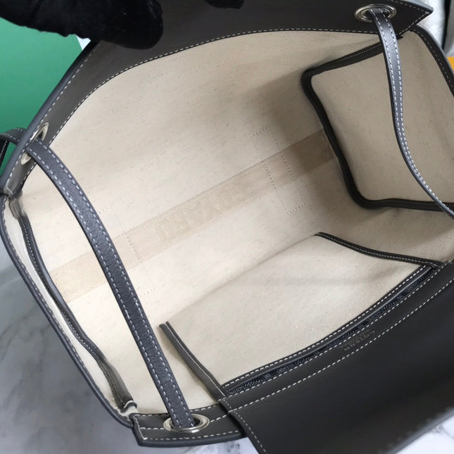 GOYA 26S ROUETTE PM TOTE BAG 30MM IN GRAY CANVAS AND CALFSKIN