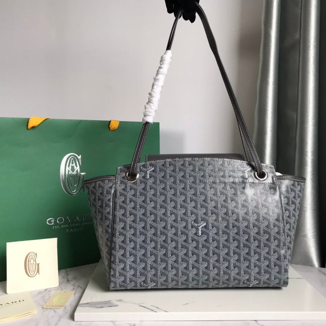 GOYA 26S ROUETTE PM TOTE BAG 30MM IN GRAY CANVAS AND CALFSKIN