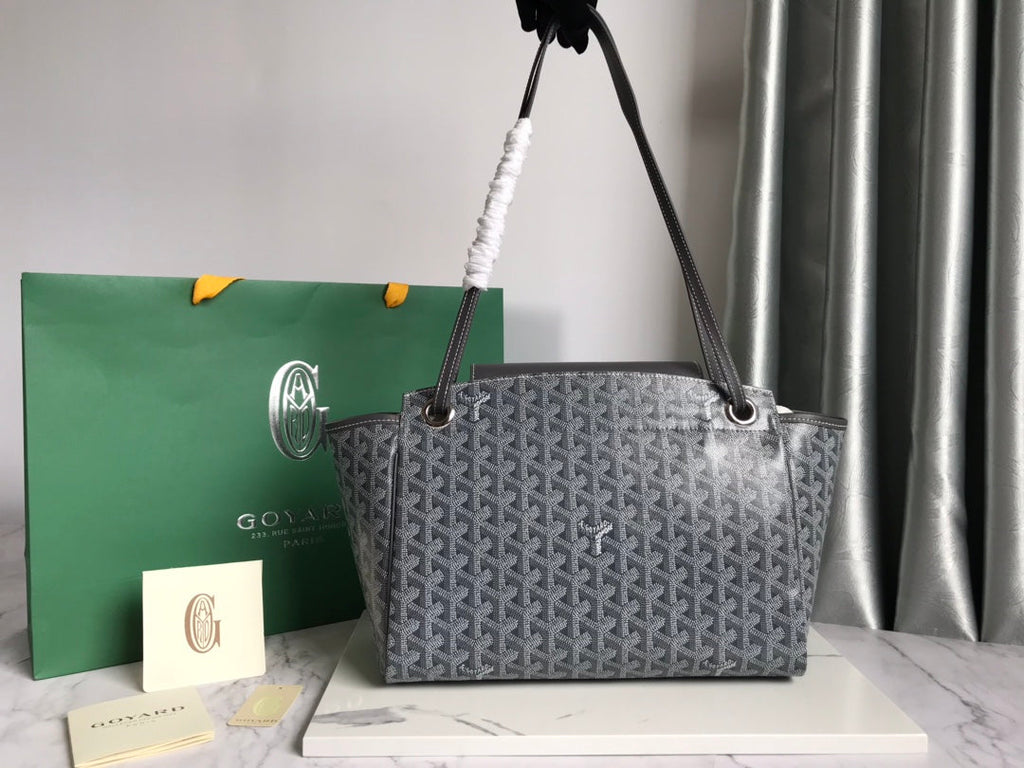 GOYA 26S ROUETTE PM TOTE BAG 30MM IN GRAY CANVAS AND CALFSKIN
