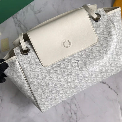 GOYA 26S ROUETTE PM TOTE BAG 30MM IN IVORY WHITE CANVAS AND CALFSKIN