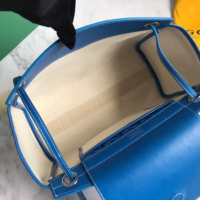 GOYA 26S ROUETTE PM TOTE BAG 30MM IN BLUE CANVAS AND CALFSKIN