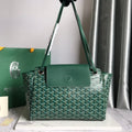 GOYA 26S ROUETTE PM TOTE BAG 30MM IN DARK GREEN CANVAS AND CALFSKIN
