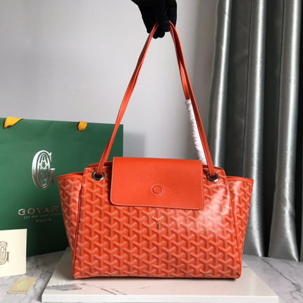 GOYA 26S ROUETTE PM TOTE BAG 30MM IN ORANGE CANVAS AND CALFSKIN