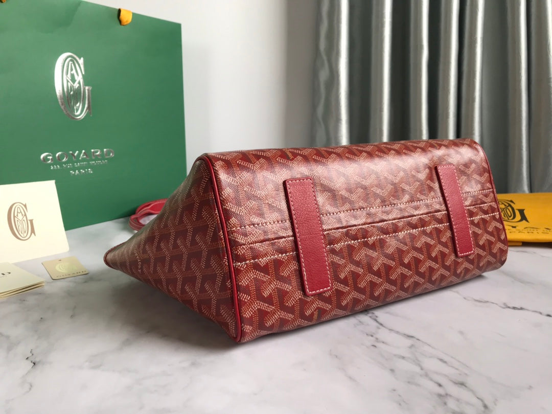GOYA 26S ROUETTE PM TOTE BAG 30MM IN DARK RED CANVAS AND CALFSKIN