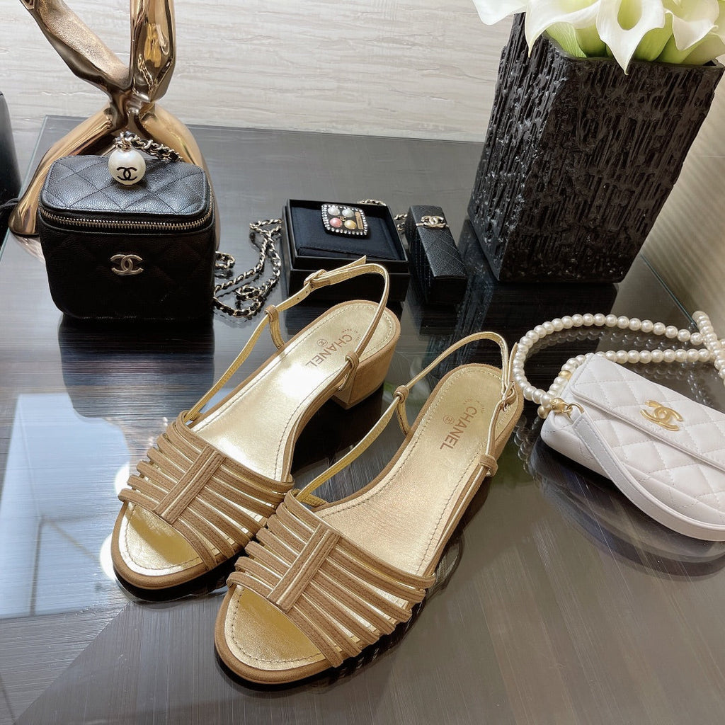 SLINGBACKS SANDAL IN CAMEL BEIGE SUEDE