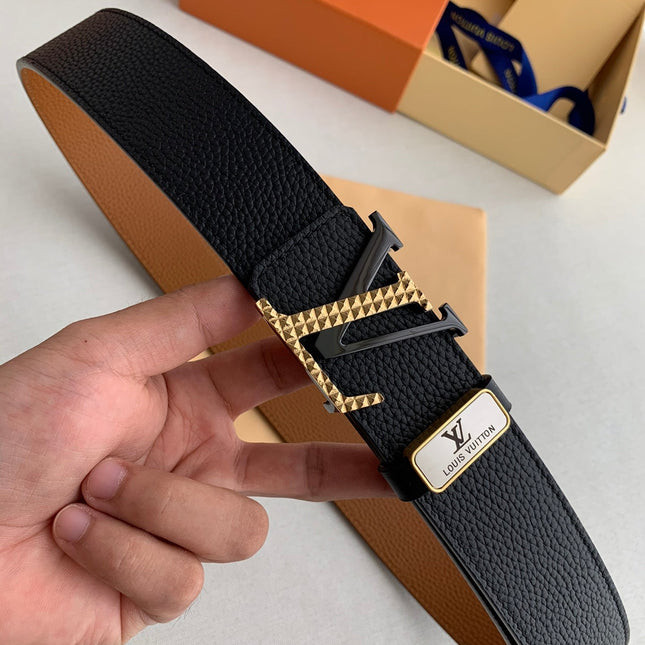LV 25S BELT 38 MM IN BLACK CALFSKIN 593212
