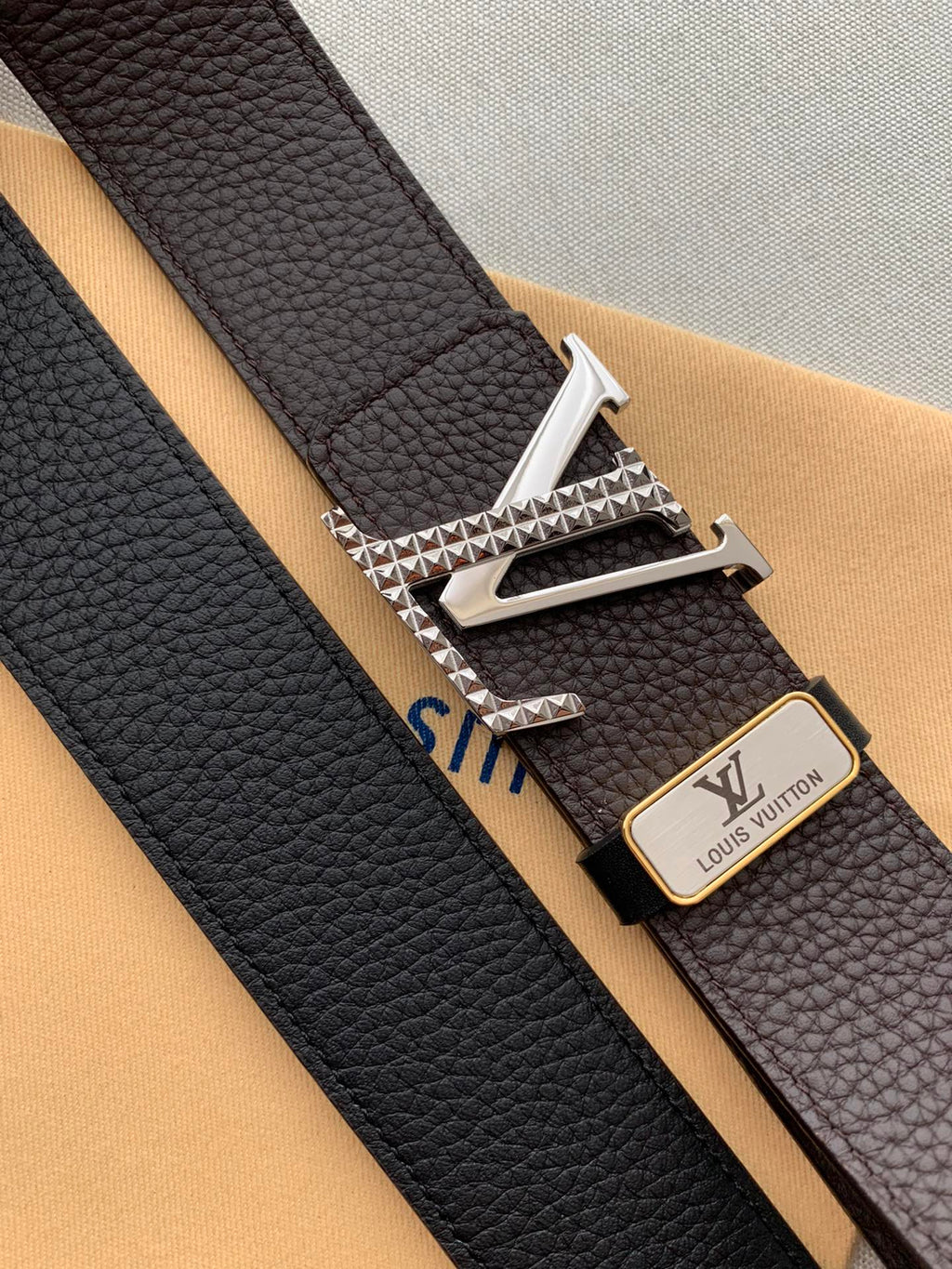 LV 25S BELT 38 MM IN DARK BROWN CALFSKIN 593213