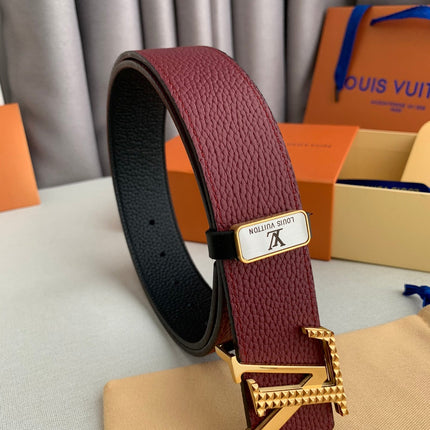 LV 25S BELT 38 MM IN DARK RED CALFSKIN 593214