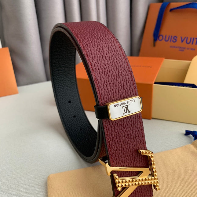LV 25S BELT 38 MM IN DARK RED CALFSKIN 593214