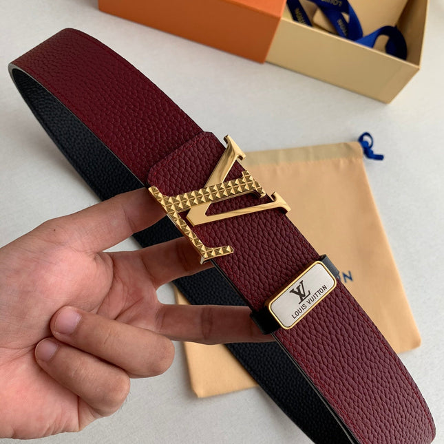 LV 25S BELT 38 MM IN DARK RED CALFSKIN 593214