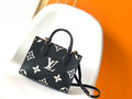 ONTHEGO TOTE 25 IN BLACK AND OFF WHITE MONOGRAM EMPREINTE