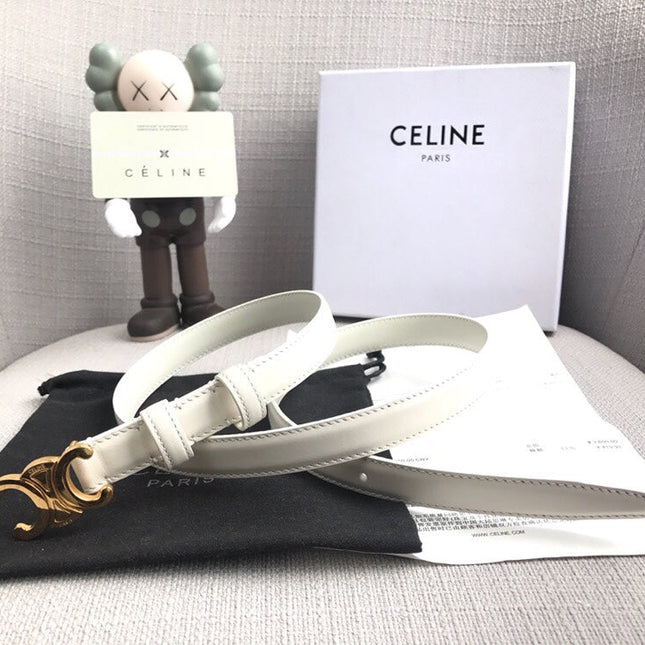 TRIOMPHE BELT IN WHITE CALFSKIN GOLD HARDWARE 567874