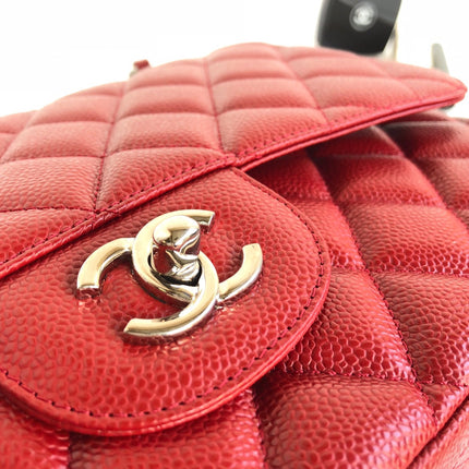 FLAP BAG JUMBO 30CM RED CAVIAR SILVER HARDWARE
