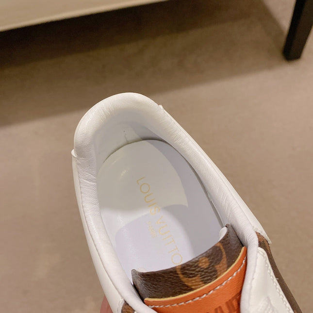 LV TRAINER IN WHITE MIX CHOCOLATE BROWN CALFSKIN