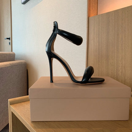 GIANVITO ROSSI 26S BIJOUX SANDALS 105 MM IN BLACK LAMBSKIN
