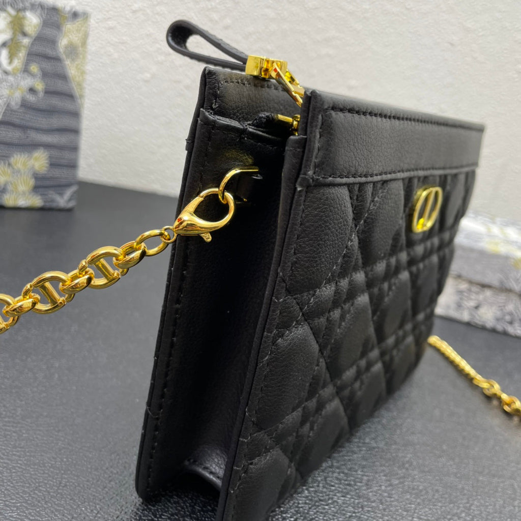 CARO POUCH 19 BAG IN BLACK CALFSKIN