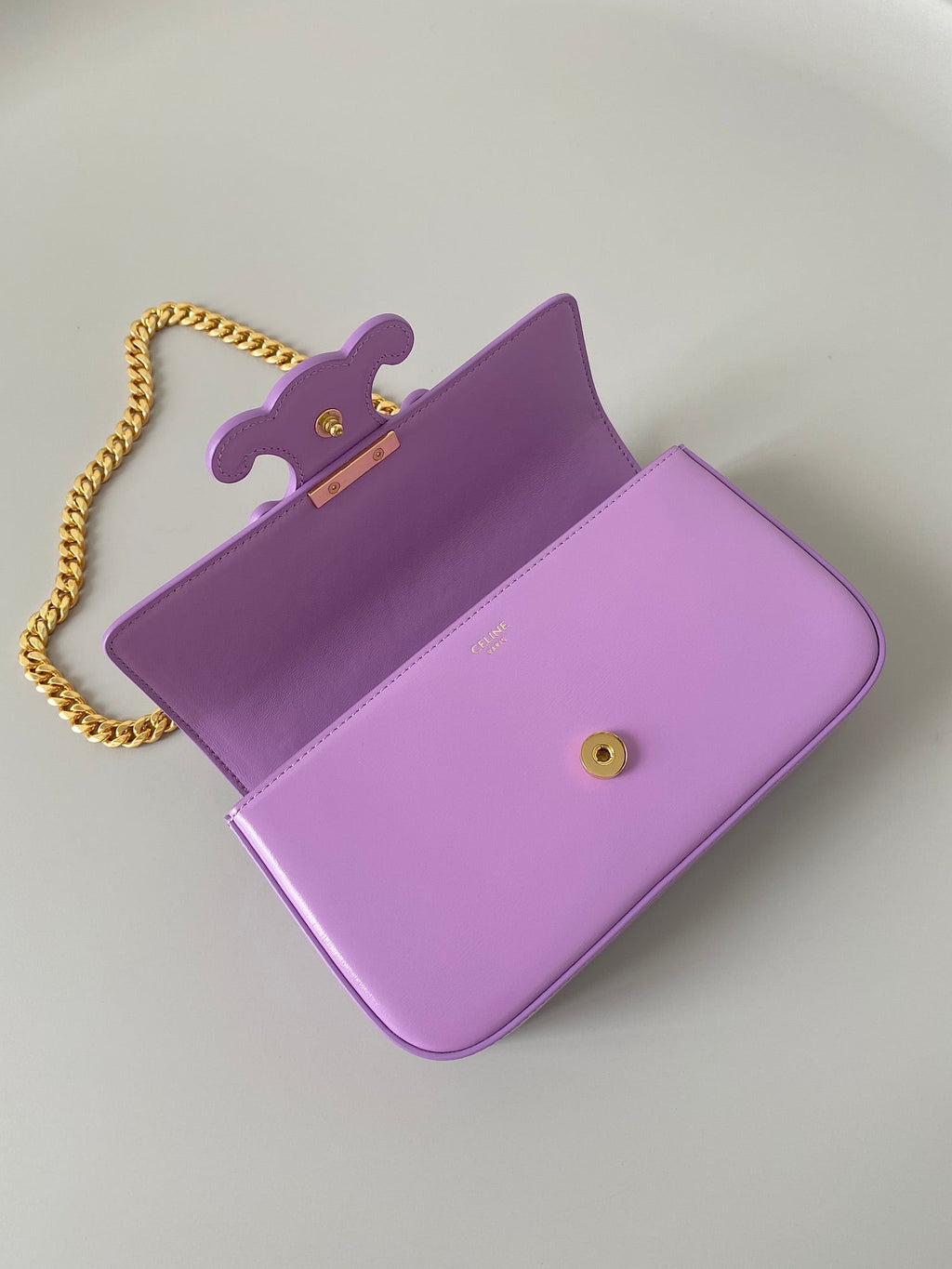 20 CHAIN EMBOSSED ARMPIT BAG PURPLE CALFSKIN