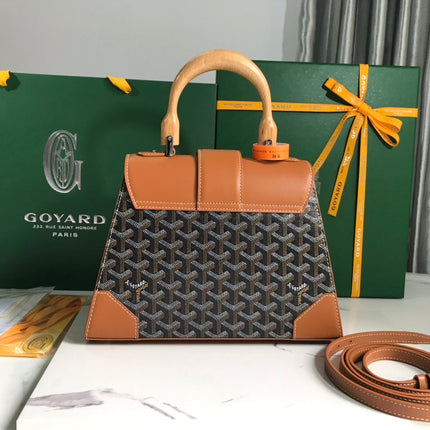 SAÏGON PM BAG 28 IN BROWN GOYARDINE CANVAS AND CALFSKIN