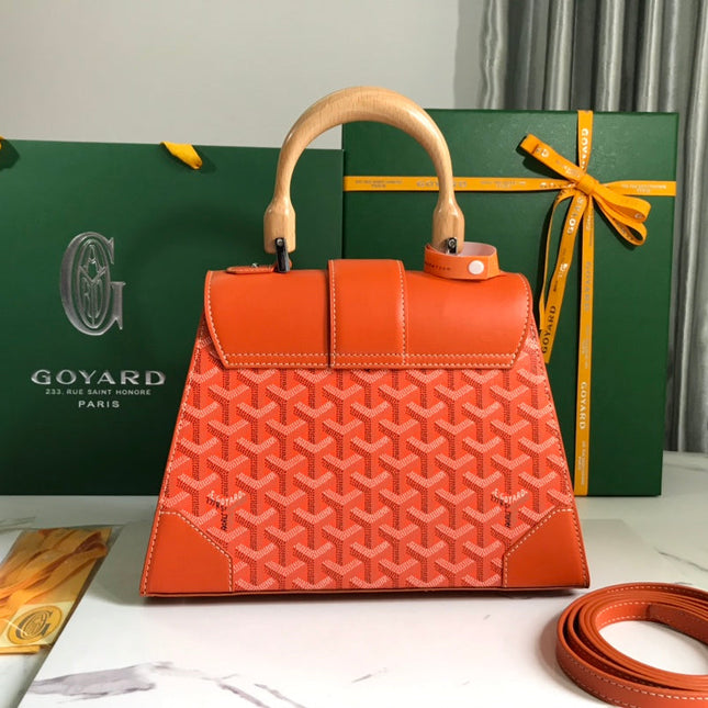 SAÏGON PM BAG 28 IN RED ORANGE GOYARDINE CANVAS AND CALFSKIN