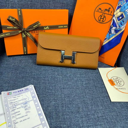 HM CLUTCH CONSTANCE 22 BRONZE CALFSKIN SILVER HARDWARE