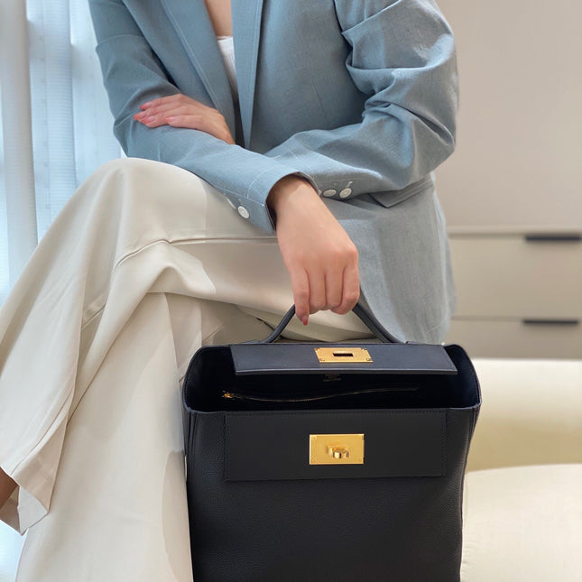 MINI 24/24 29CM IN BLACK EVERCOLOR CALFSKIN GOLD KELLY BUCKLE