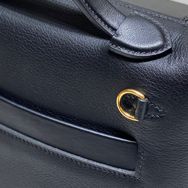 MINI 24/24 21CM IN BLACK EVERCOLOR CALFSKIN GOLD KELLY BUCKLE
