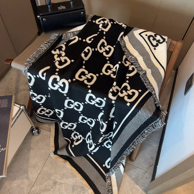 SQUARE SCARF 140 CM IN BLACK MIX WHITE SILK CASHMERE  401511