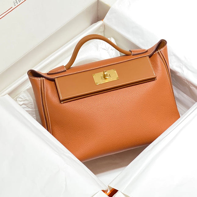 HM 26S 24/24 29MM IN ORANGE EVERCOLOR CALFSKIN GOLD KELLY BUCKLE