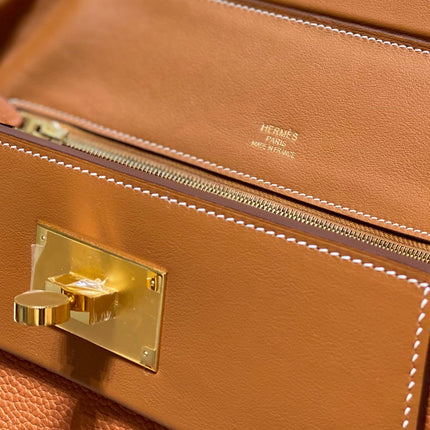 HM 26S 24/24 29MM IN ORANGE EVERCOLOR CALFSKIN GOLD KELLY BUCKLE