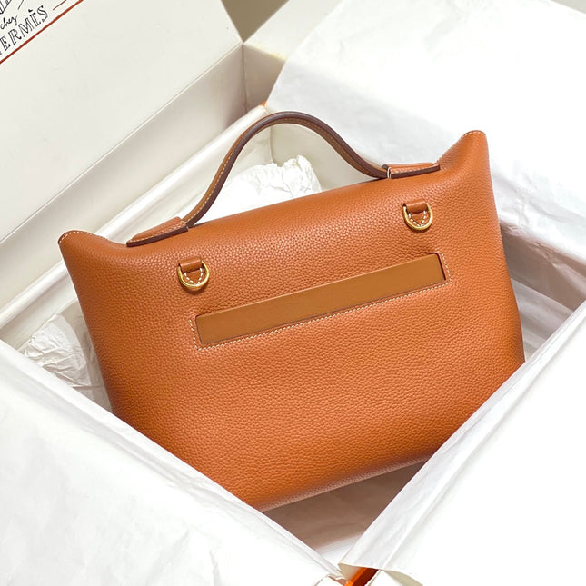 MINI 24/24 29CM IN ORANGE MINIMUM EVERCOLOR CALFSKIN GOLD KELLY BUCKLE