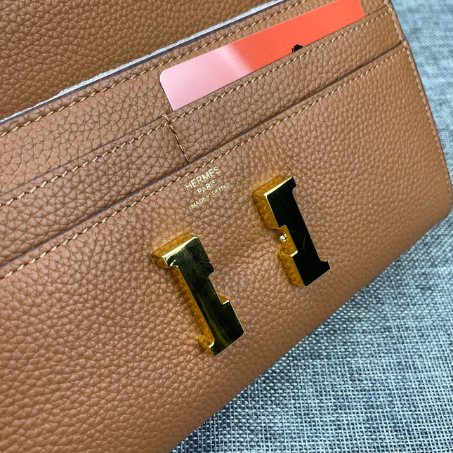 HM CLUTCH CONSTANCE 22 COPPER CALFSKIN GOLD HARDWARE