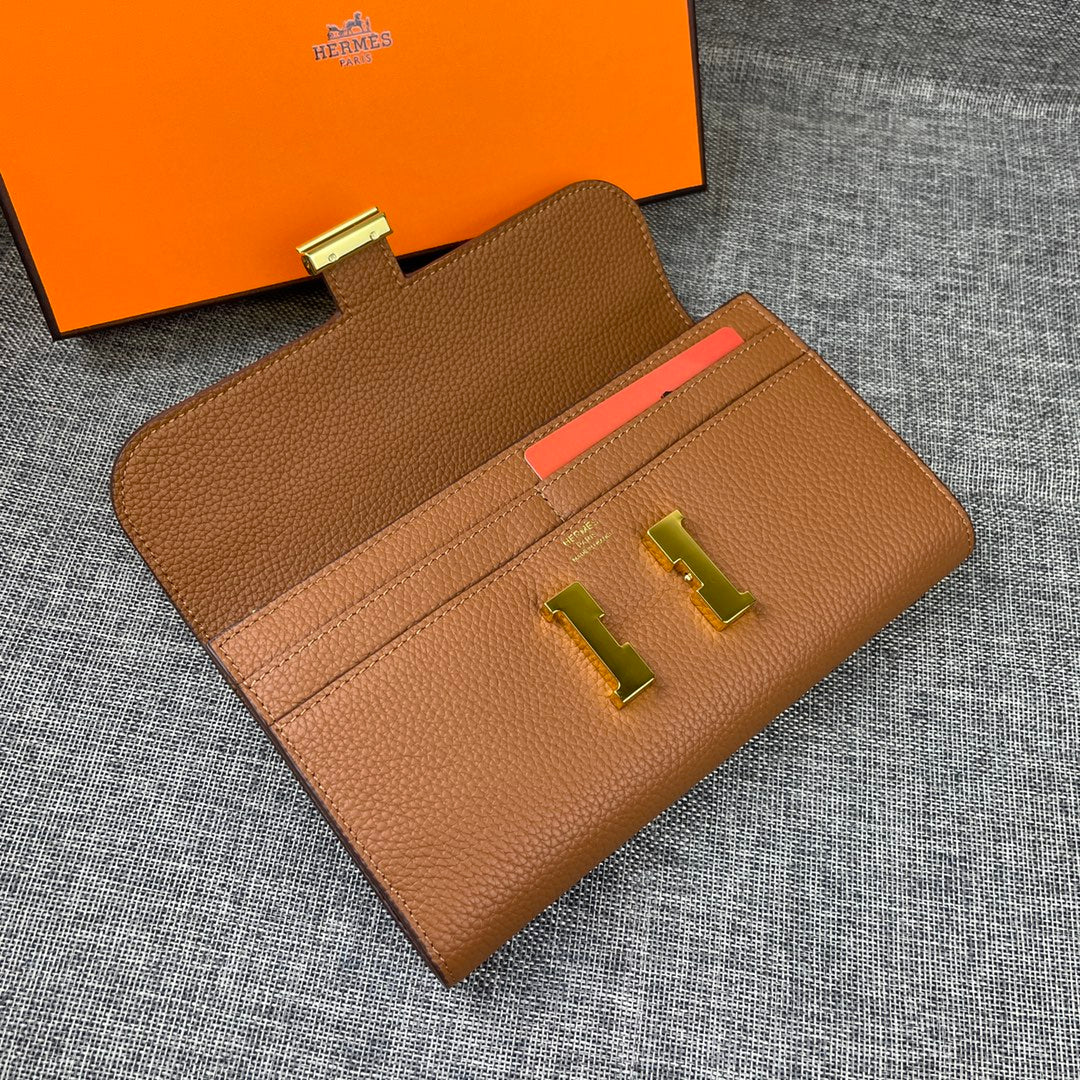 HM CLUTCH CONSTANCE 22 COPPER CALFSKIN GOLD HARDWARE