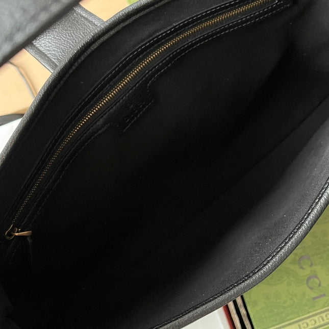 GG HORSEBIT SHOULDER BAG 39 IN BLACK CALFSKIN GOLD HARDWARE