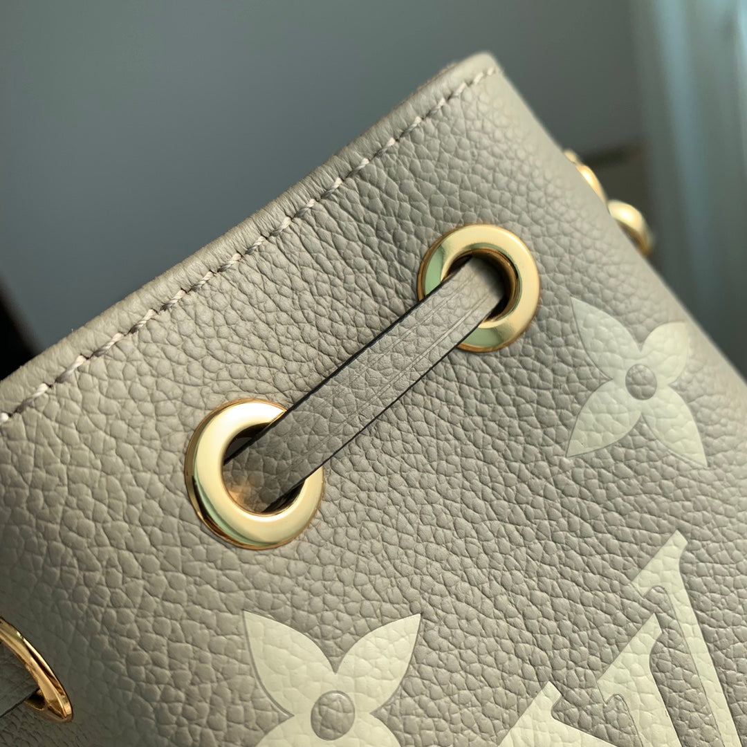 NANO NOÉ 16 IN GREY TOURTERELLE BICOLOR MONOGRAM EMPREINTE CALFSKIN