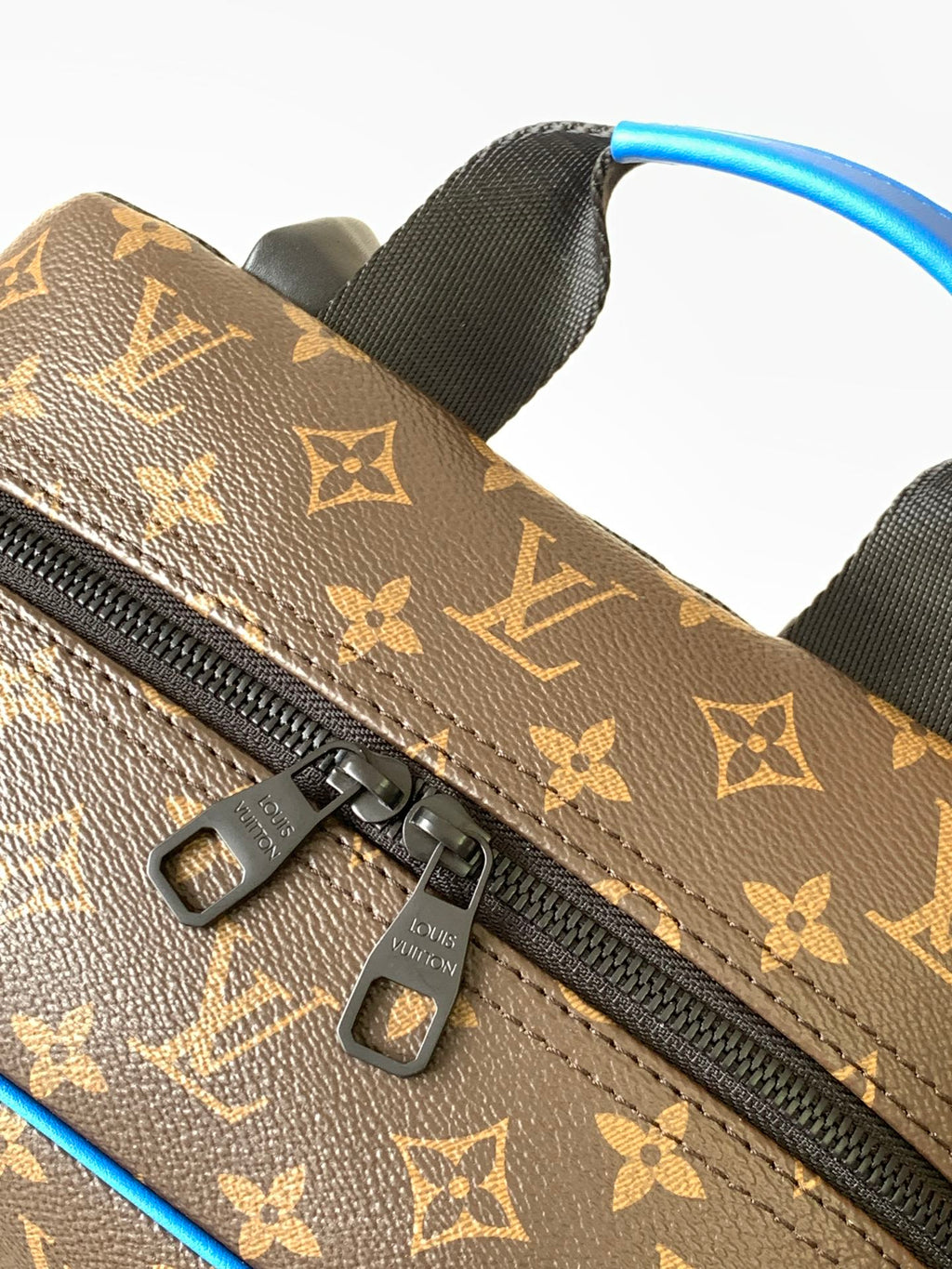 DEAN BACKPACK 42 IN BLUE AND BROWN MONOGRAM CANVAS