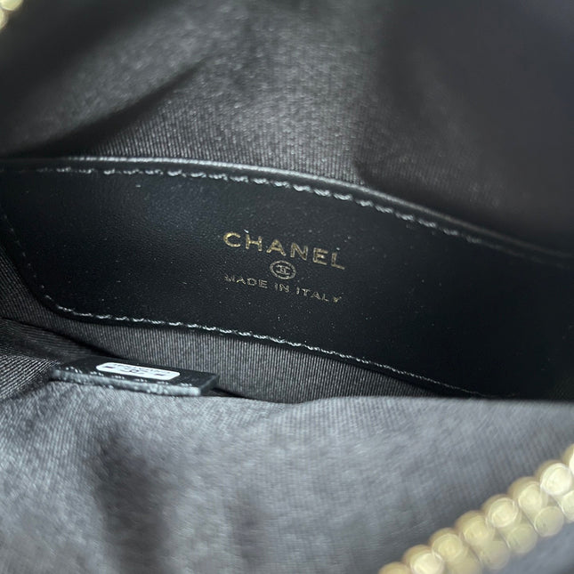 MINI HOBO BAG 16 IN BLACK LAMBSKIN