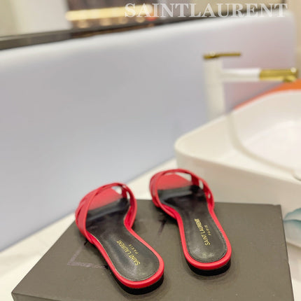 SL TRIBUTE SLIPPERS RED CALFSKIN