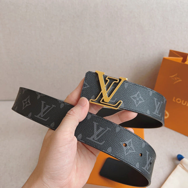 LV 25S BELT 40 MM IN BLACK MIX GREY CALFSKIN 593205
