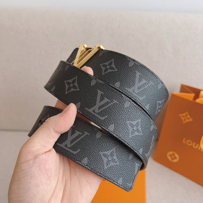 LV 25S BELT 40 MM IN BLACK MIX GREY CALFSKIN 593205
