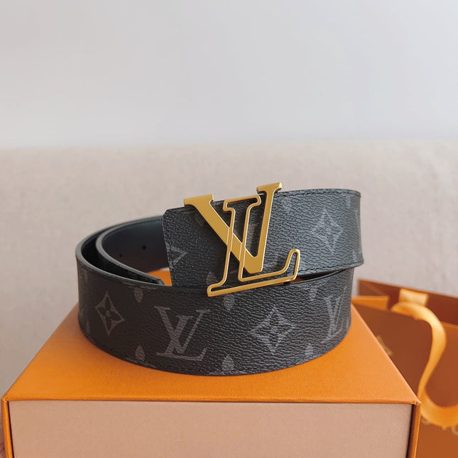 LV 25S BELT 40 MM IN BLACK MIX GREY CALFSKIN 593205