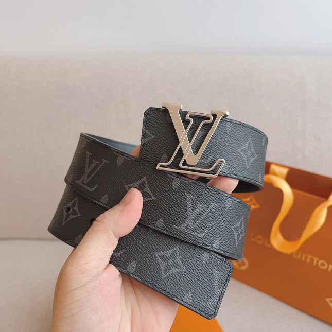 LV 25S BELT 40 MM IN BLACK MIX GREY CALFSKIN 593206