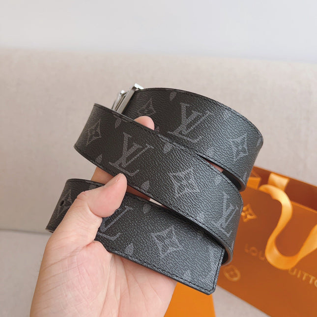 LV 25S BELT 40 MM IN BLACK MIX GREY CALFSKIN 593206